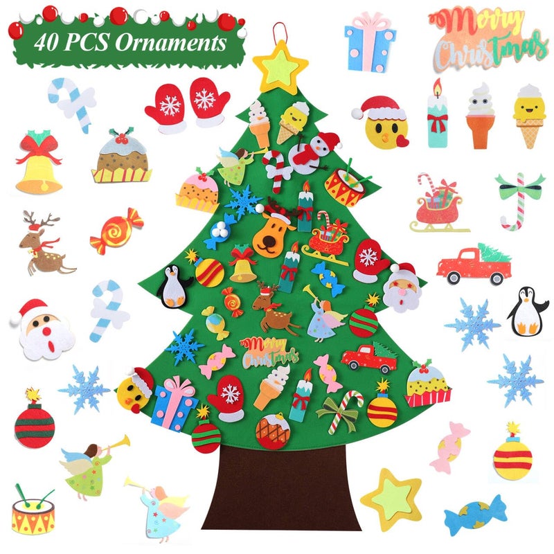 TOBEHIGHER Felt Christmas Tree - 3.5 FT Wall Felt Christmas Tree for Kids with 40 Pcs Ornaments, DIY Xmas Gifts for Christmas Decorations - Image 1